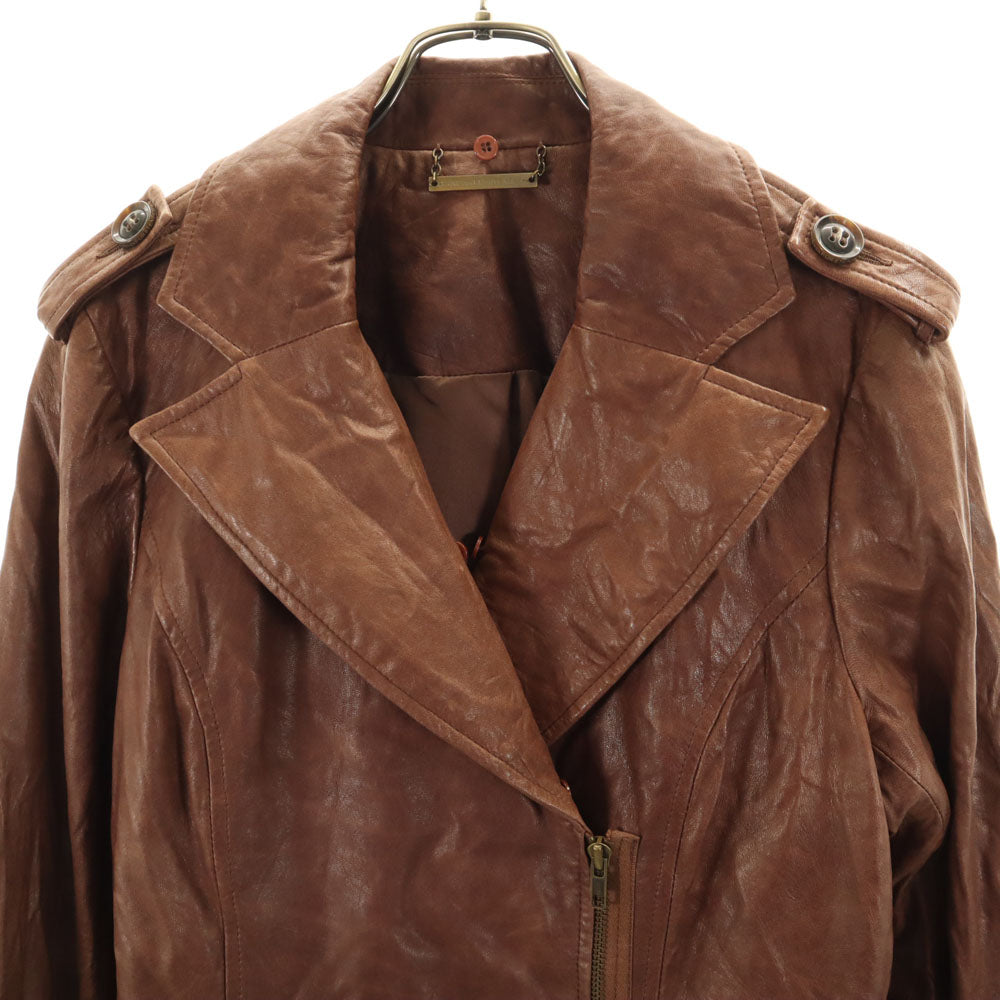 DIANE VON FURSTENBERG ダイアンフォンファステンバーグ 90s オールド レザージャケット 14 ブラウン レディース