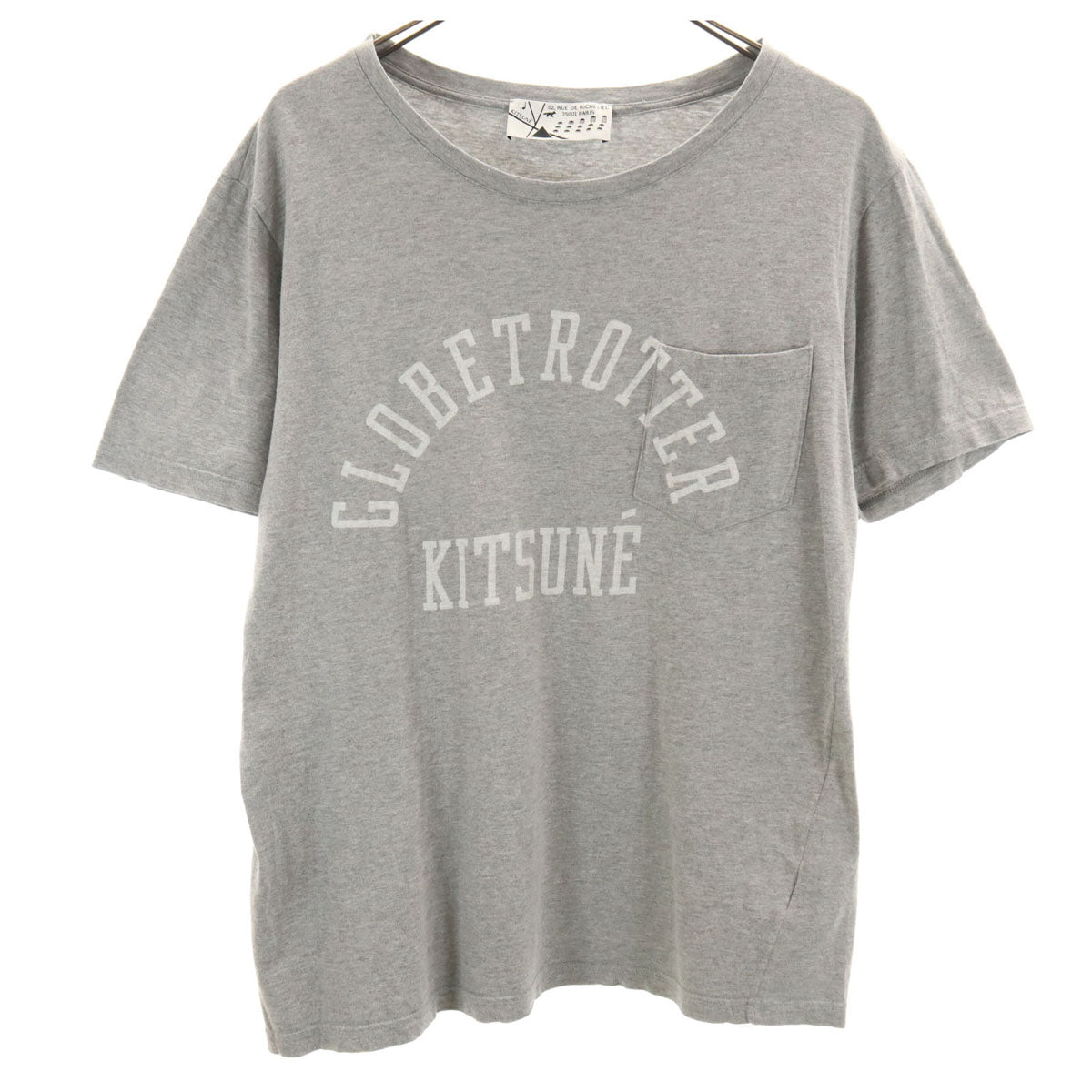 KITSUNE キツネ フランス製 半袖 Tシャツ M グレー ポケT メンズ