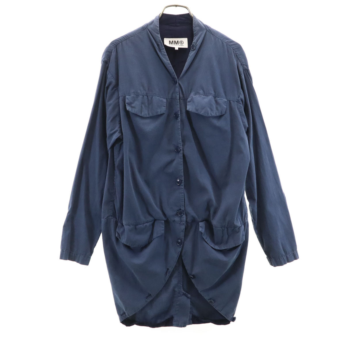 MM6 Maison Martin Margiela エムエムシックス メゾンマルタンマルジェラ イタリア製 長袖 変形 ロング シャツ 40 ネイビー レディース