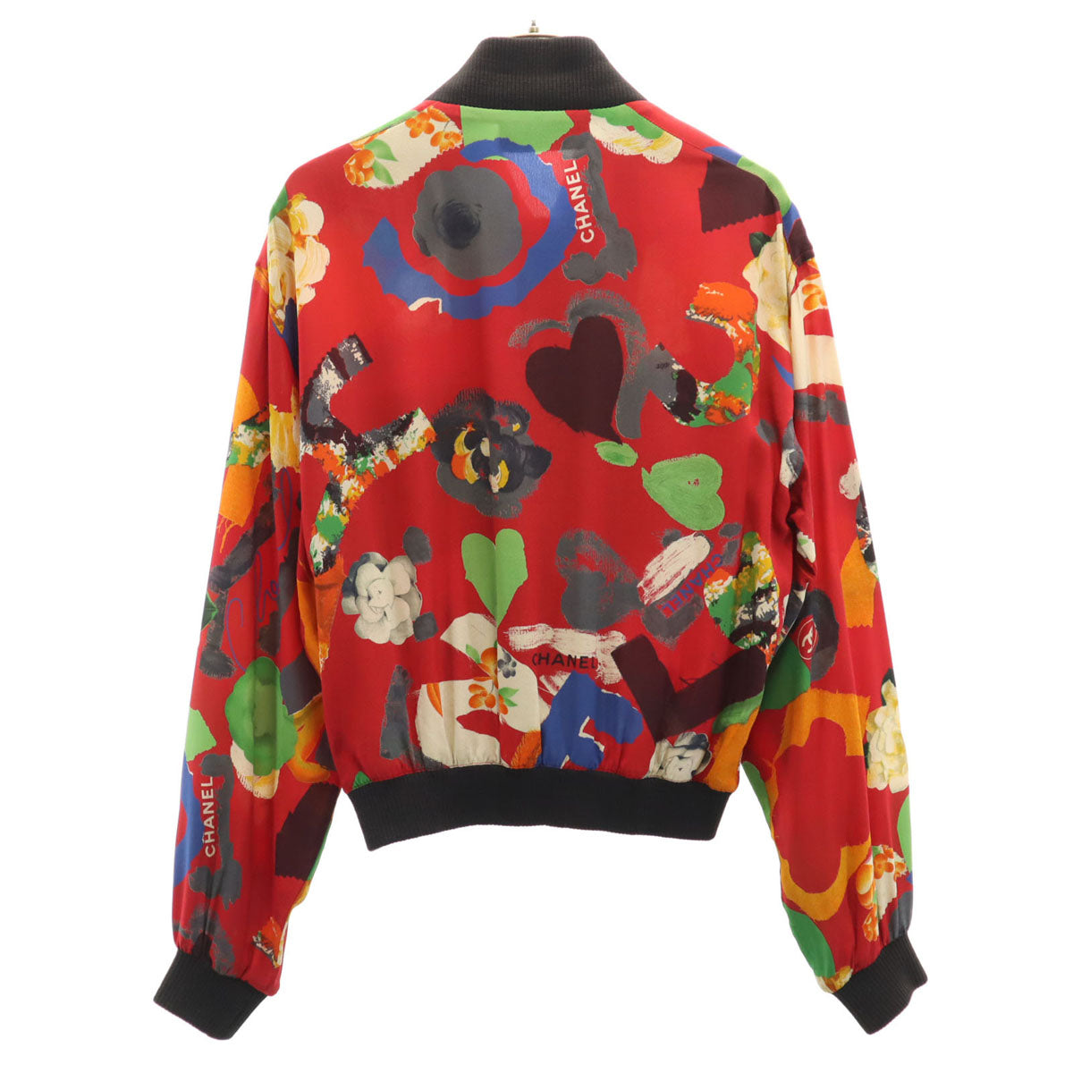 CHANEL BOUTIQUE シャネル ブティック ヴィンテージ 総柄 ブルゾン レッド ジャケット ririジップ レディース