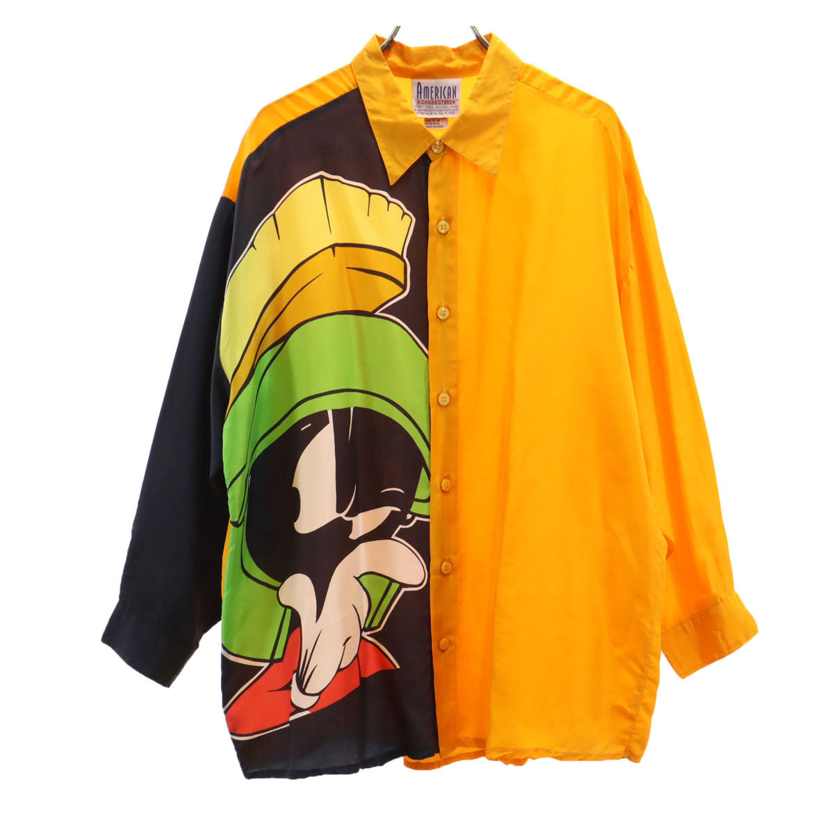 AMERICAN CHARACTERS シルク ルーニーテューンズ マービン・ザ・マーシャン 長袖 シャツ S/M オレンジ系 メンズ