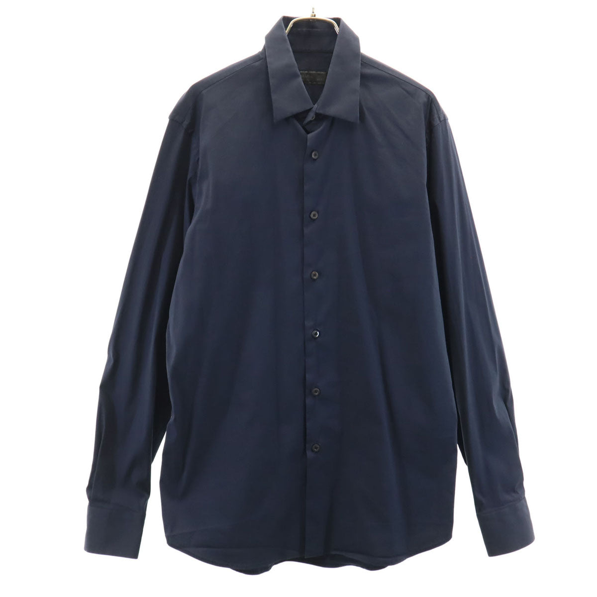 PRADA プラダ イタリア製 長袖 シャツ 40 ネイビー ストレッチ メンズ