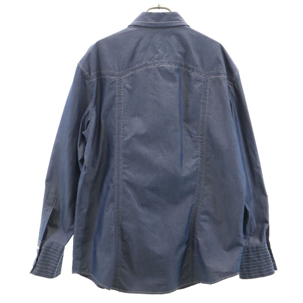 VERSACE JEANS COUTURE ヴェルサーチ ジーンズ クチュール イタリア製 長袖 シャンブレーシャツ XXL ネイビー ビッグサイズ メンズ