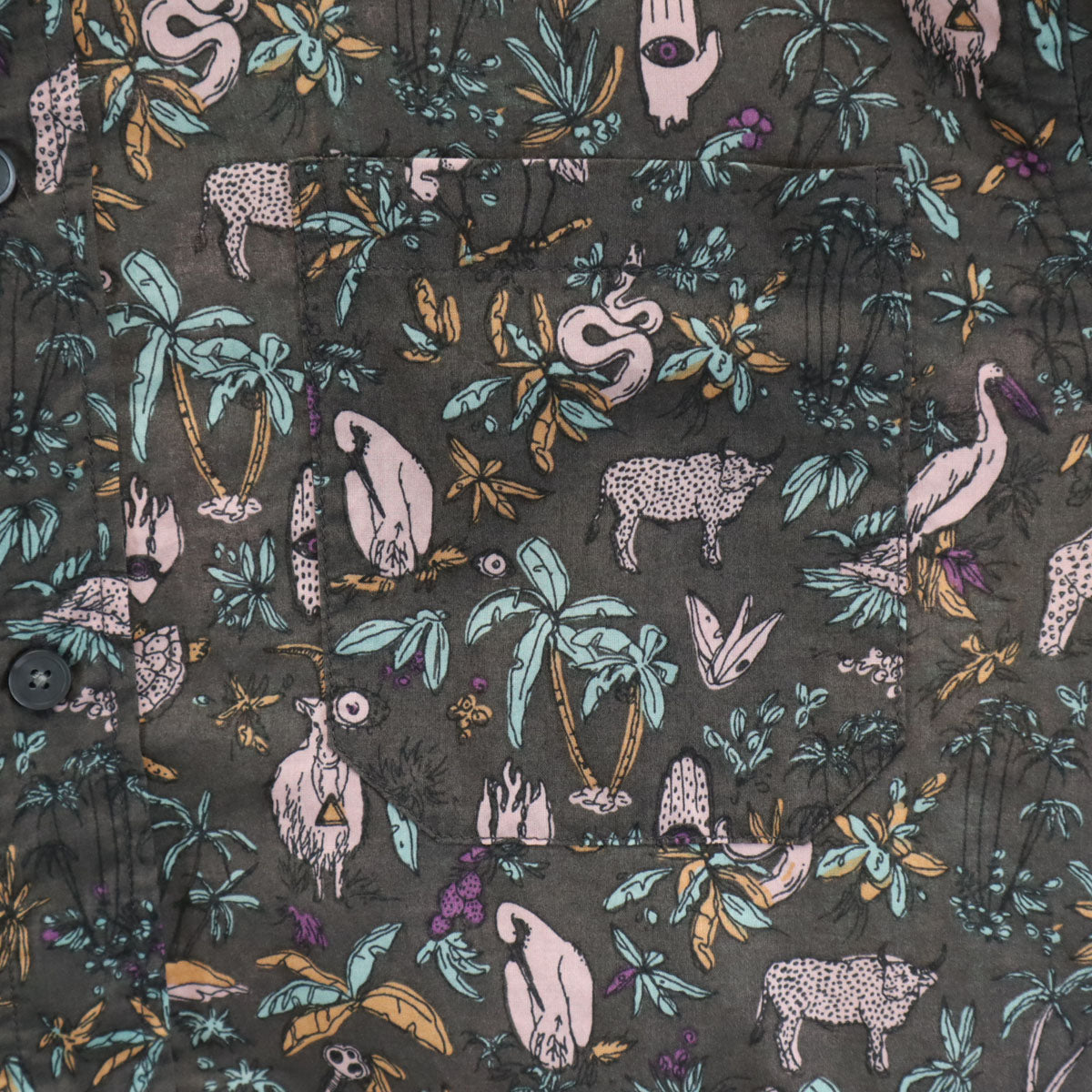 Paul Smith JEANS ポールスミスジーンズ アニマル柄 長袖 コットンシャツ L チャコールグレー メンズ