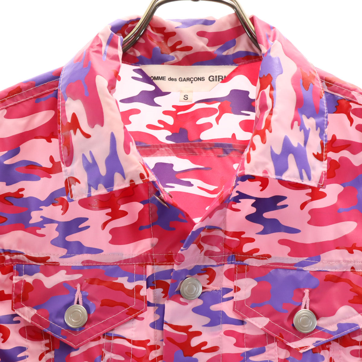 COMME des GARCONS GIRL コムデギャルソンガール 2020年 日本製 カモフラ柄 ショート丈 トラッカー ジャケット S ピンク 迷彩 レディース