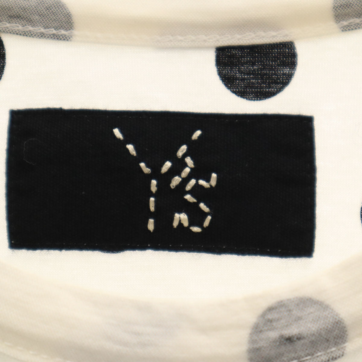 Y's ワイズ 日本製 リバースプリント ドット柄 半袖 Tシャツ 2 ホワイト ヨウジヤマモト 水玉 レディース