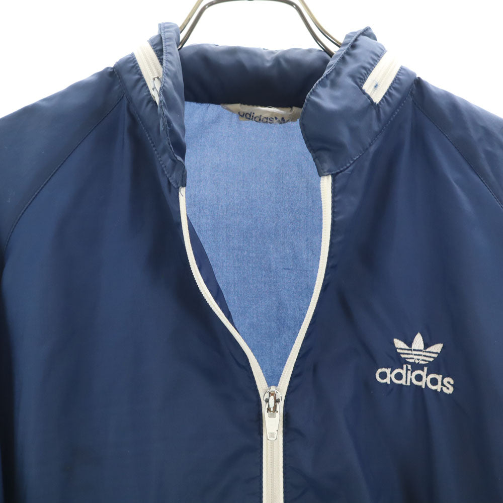 adidas アディダス 70s ヴィンテージ デサント製 トレフォイルロゴ ナイロンジャケット ネイビー メンズ