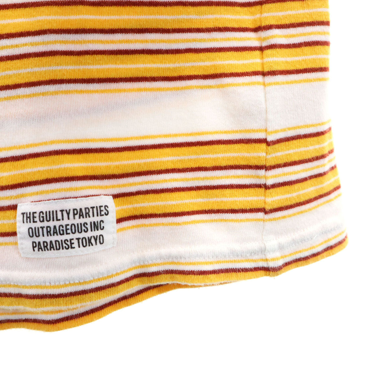 WACKO MARIA ワコマリア 日本製 ボーダー柄 半袖 Tシャツ L イエロー系 THE GUILTY PARTIES OUTRAGEOUS INC. ポケT メンズ