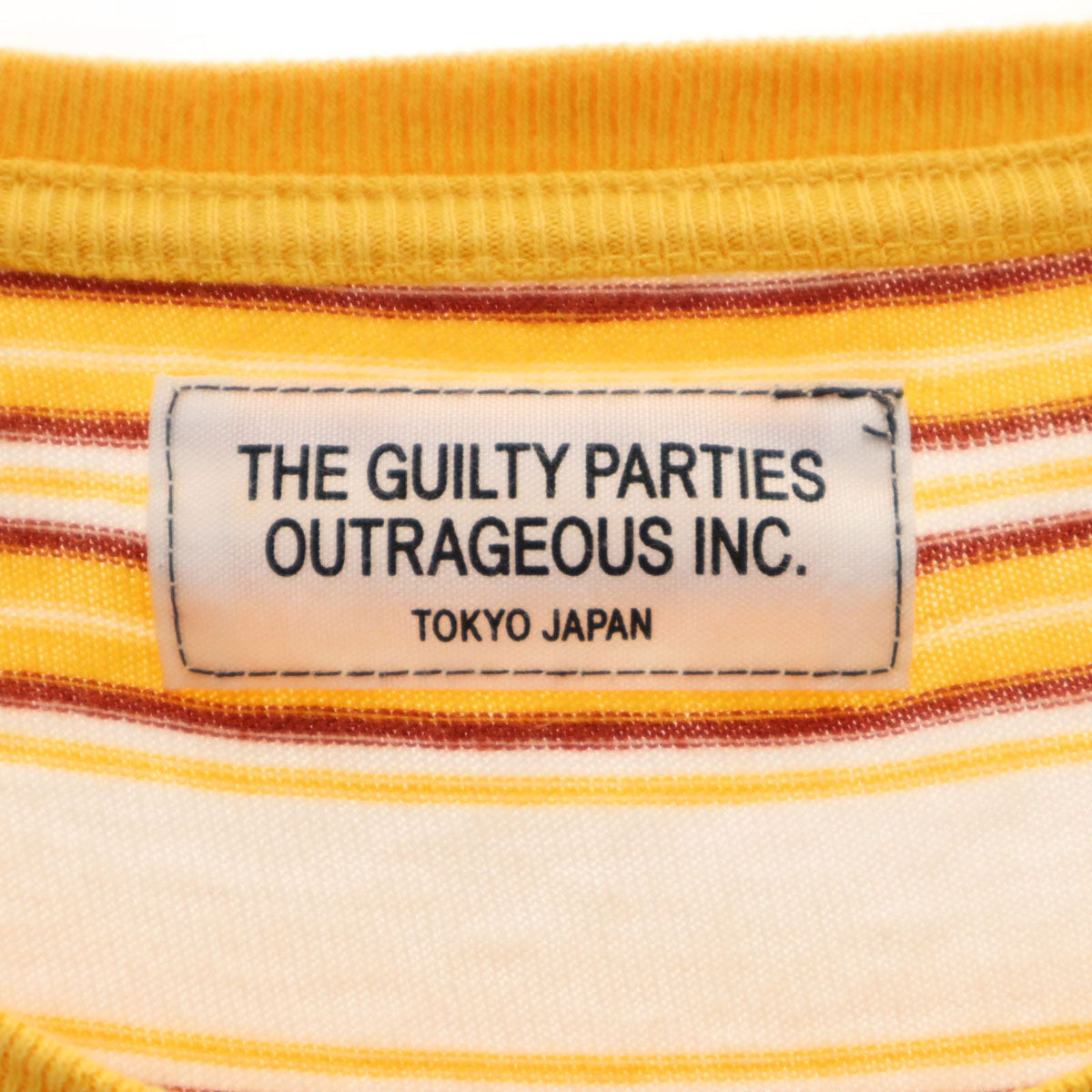 WACKO MARIA ワコマリア 日本製 ボーダー柄 半袖 Tシャツ L イエロー系 THE GUILTY PARTIES OUTRAGEOUS INC. ポケT メンズ
