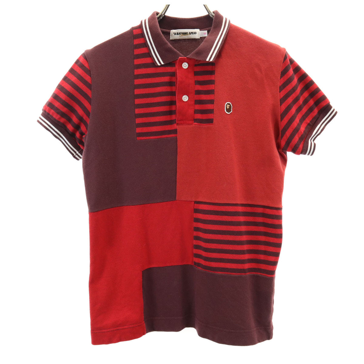 A BATHING APE アベイシングエイプ 日本製 半袖 ポロシャツ S ボルドー系 CLASSICS 鹿の子地 レディース