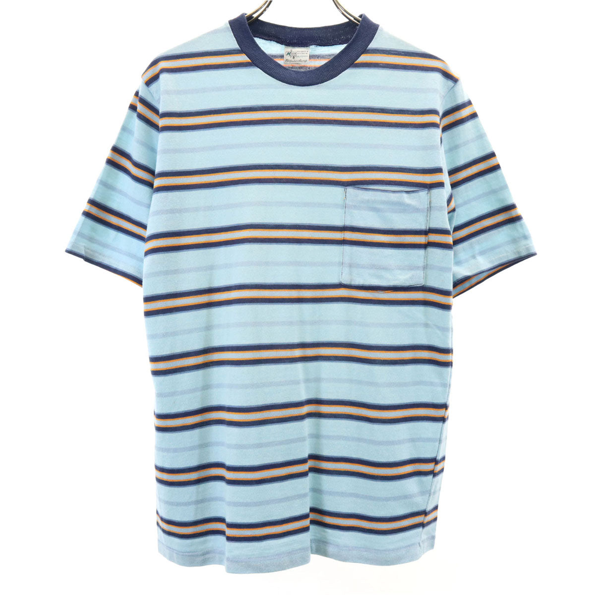 K mart ケイマート 70s 80s ヴィンテージ ボーダー柄 半袖 Tシャツ ブルー系 ポケT メンズ