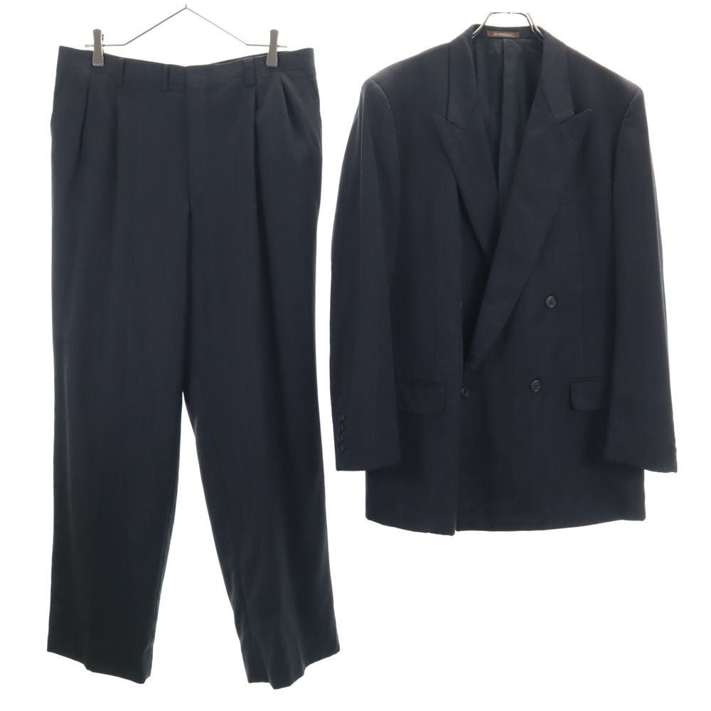 GIVENCHY ジバンシィ 90s オールド ストライプ柄 ダブル スーツ 上下 セットアップ 102-92-185 チャコールグレー メンズ