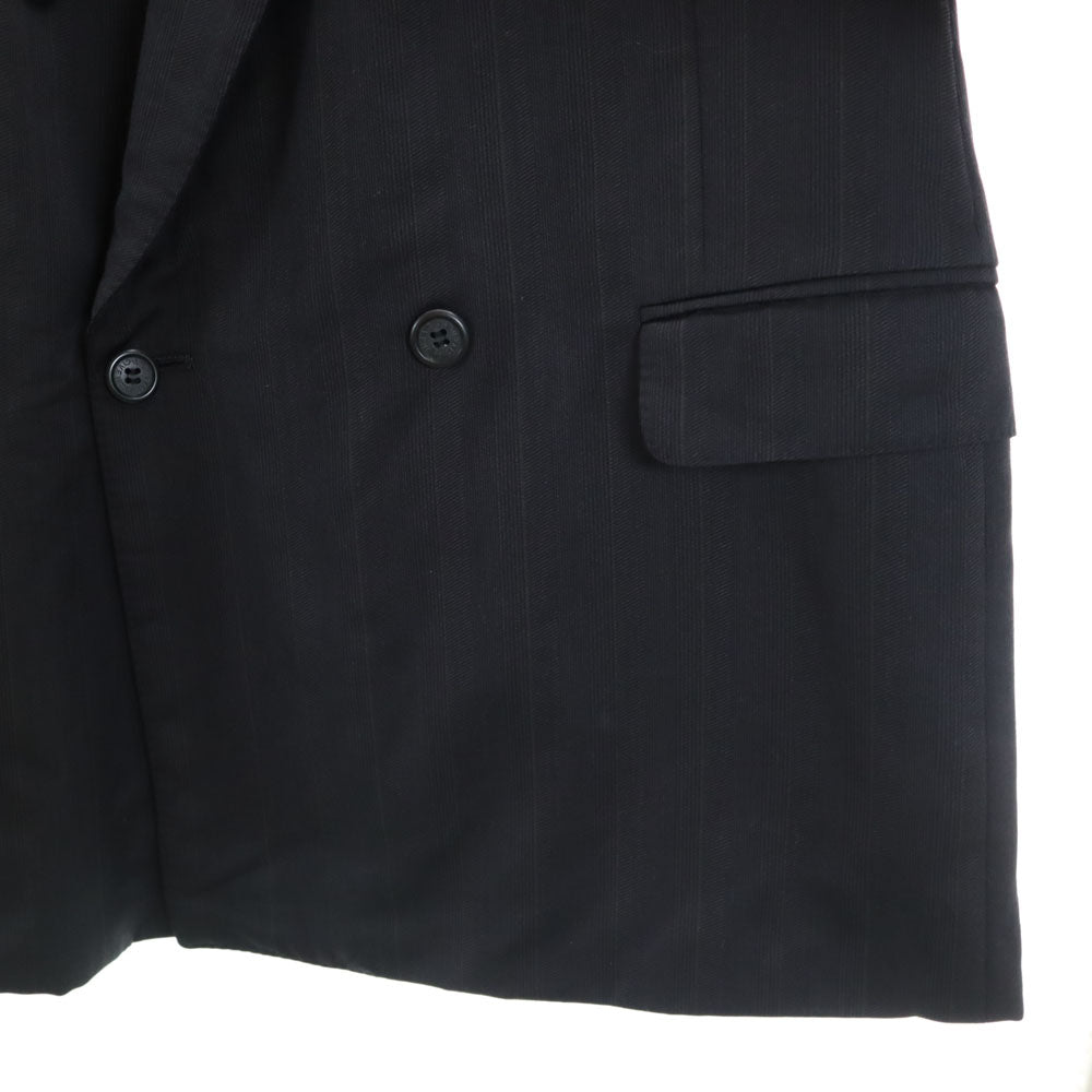 GIVENCHY ジバンシィ 90s オールド ストライプ柄 ダブル スーツ 上下 セットアップ 102-92-185 チャコールグレー メンズ