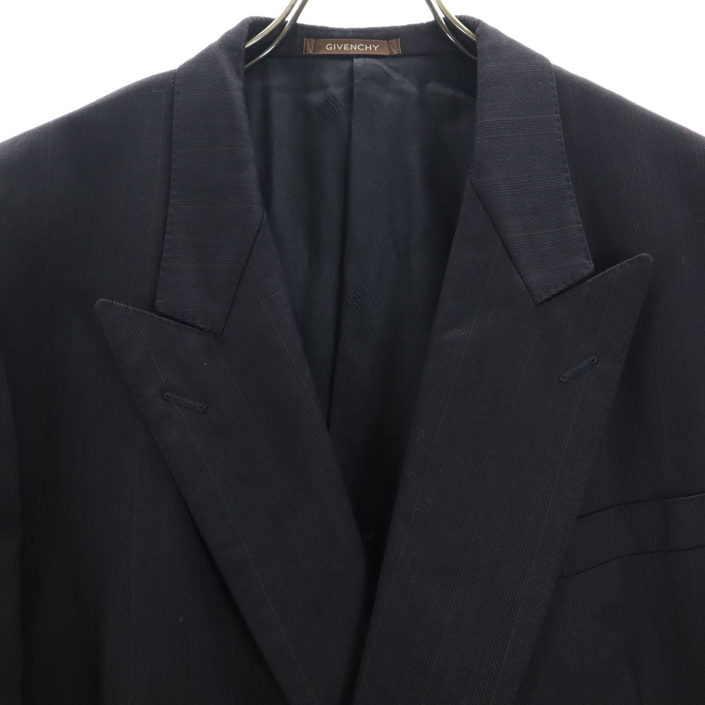 GIVENCHY ジバンシィ 90s オールド ストライプ柄 ダブル スーツ 上下 セットアップ 102-92-185 チャコールグレー メンズ