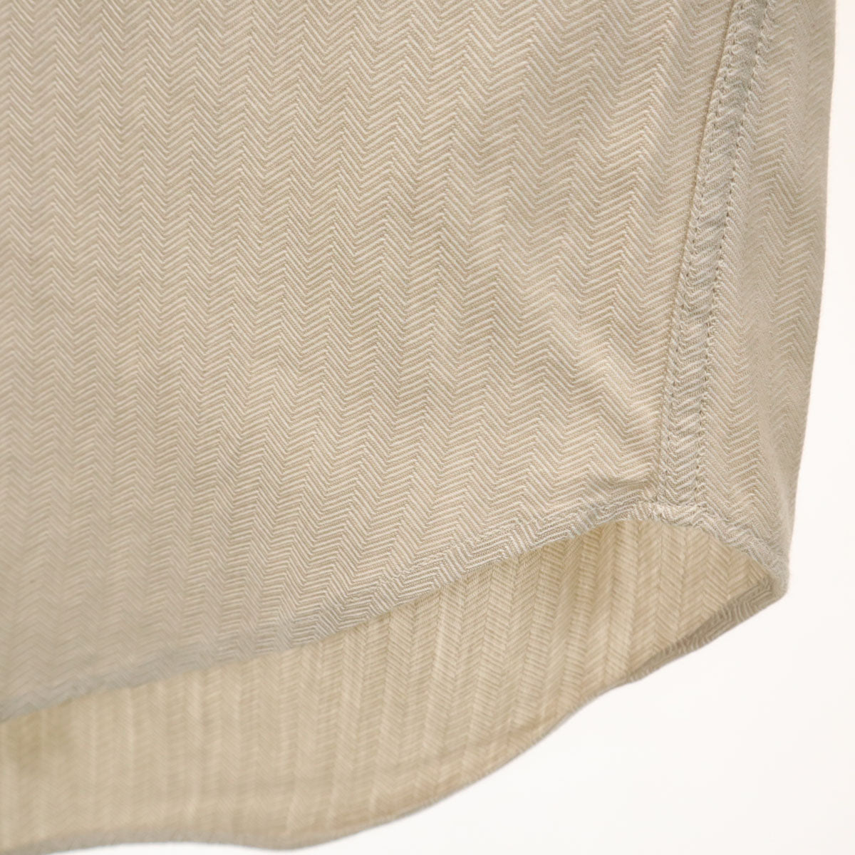 Salvatore Ferragamo サルヴァトーレフェラガモ イタリア製 ヘリンボーン柄 長袖 コットンシャツ L グレージュ メンズ