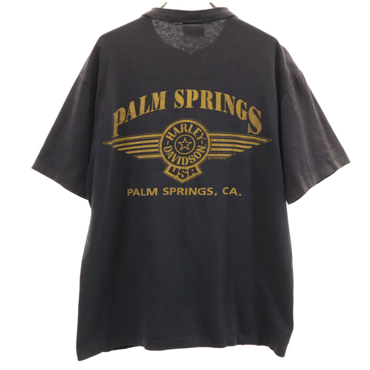 HARLEY DAVIDSON ハーレーダビッドソン 半袖 ヘンリーネック Tシャツ MD 黒 メンズ