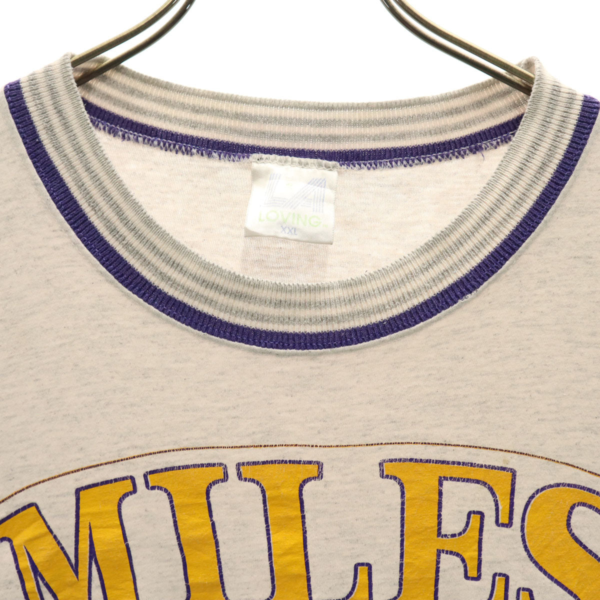LA LOVING 90s USA製 オールド MILES COLLEGE 半袖 Tシャツ XXL グレー シングルステッチ ビッグサイズ メンズ
