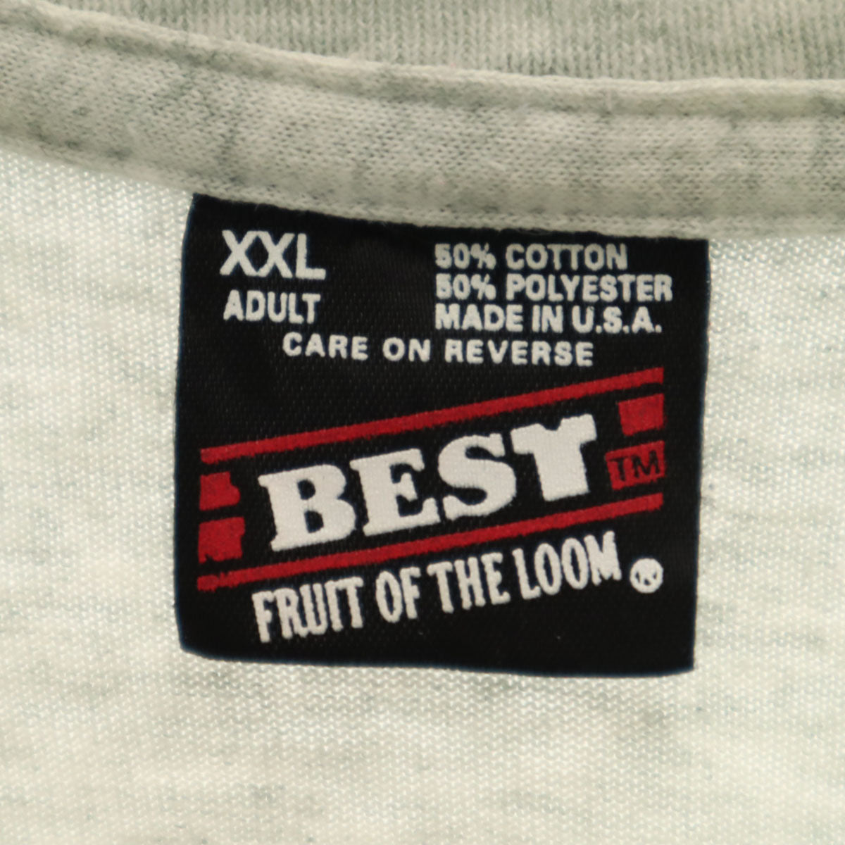 FRUIT OF THE LOOM フルーツオブザルーム 90s USA製 オールド バックプリント 半袖 Tシャツ XXL グレー BEST シングルステッチ ビックサイズ メンズ