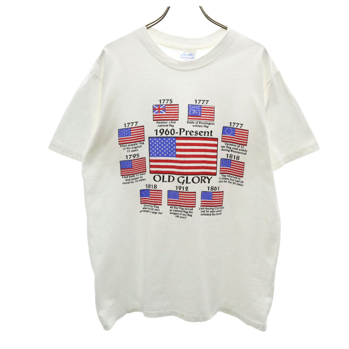 LE PAYS INTERNATIONAL 90s USA製 オールド 星条旗 半袖 Tシャツ M 白 シングルステッチ メンズ