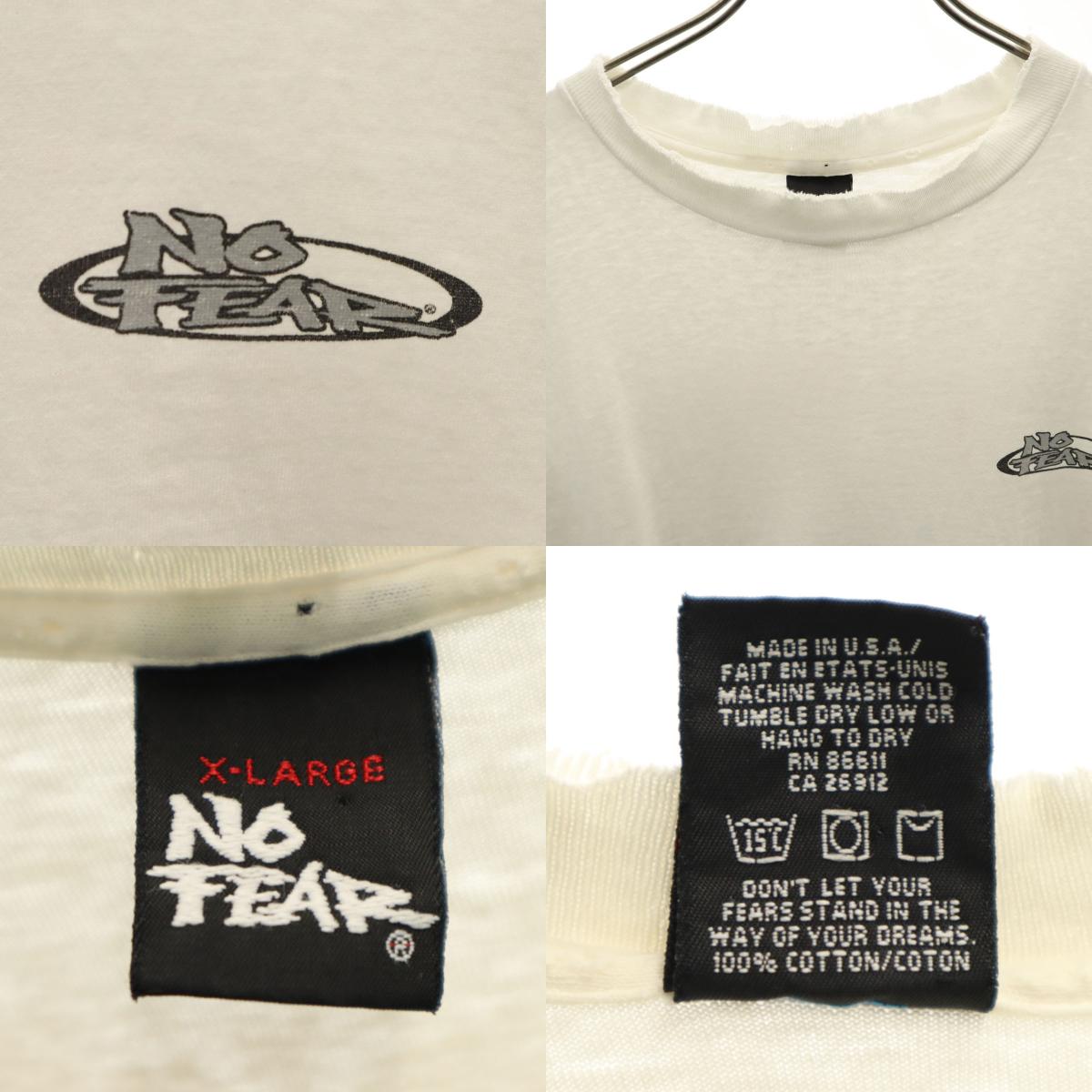 NO FEAR 90s USA製 オールド 半袖 Tシャツ XL 白 シングルステッチ メンズ