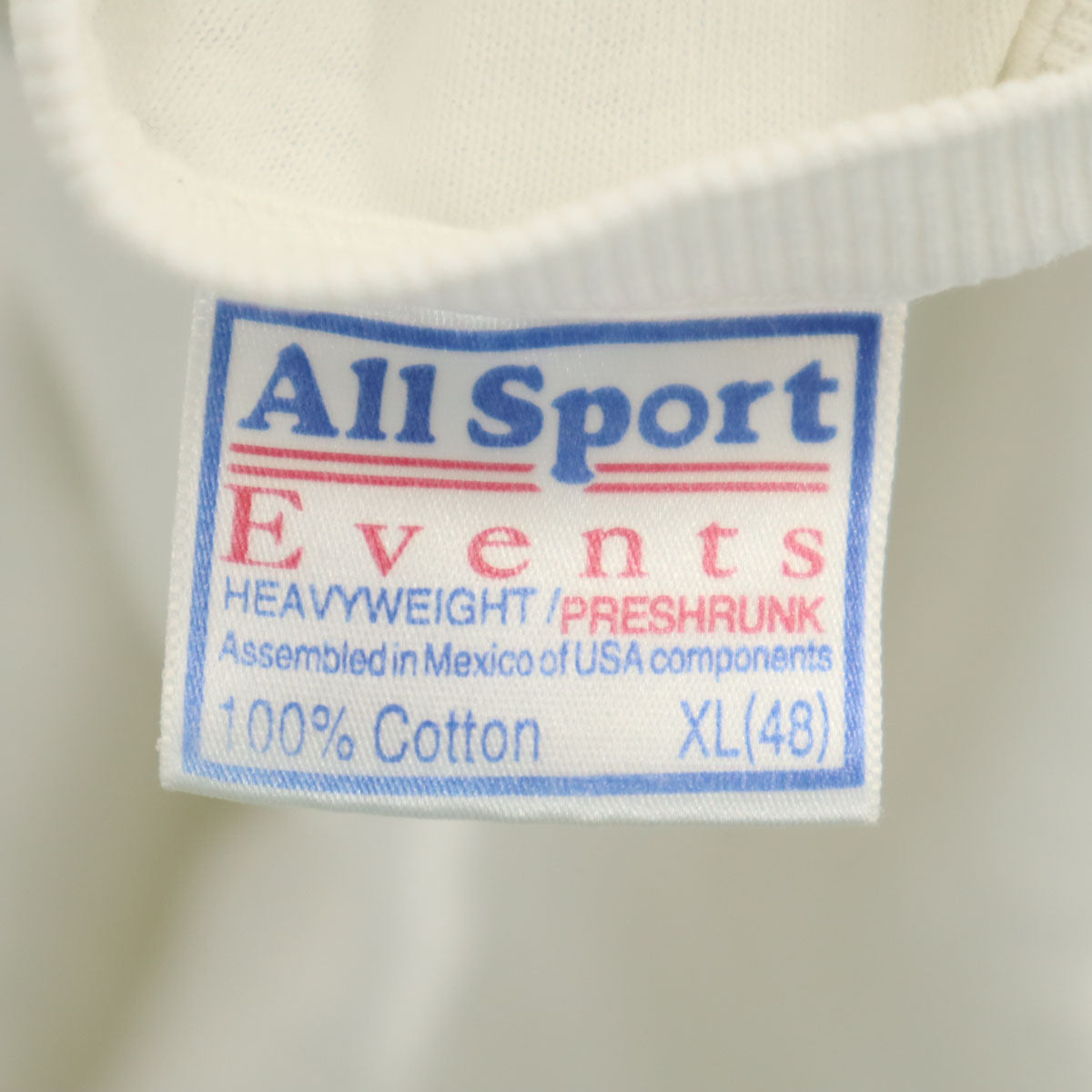 ALL SPORTS オールスポーツ 90s オールド 半袖 Events Tシャツ XL ホワイト系 シングルステッチ バックプリント メンズ