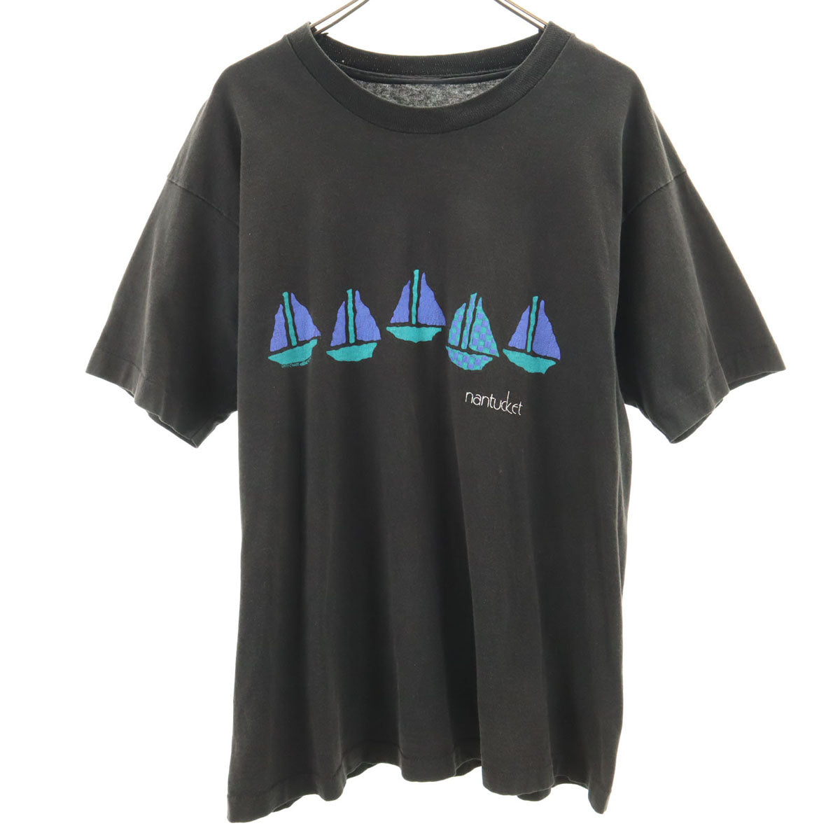 80s USA製 オールド 半袖 nantucket Tシャツ ブラック系 シングルステッチ メンズ