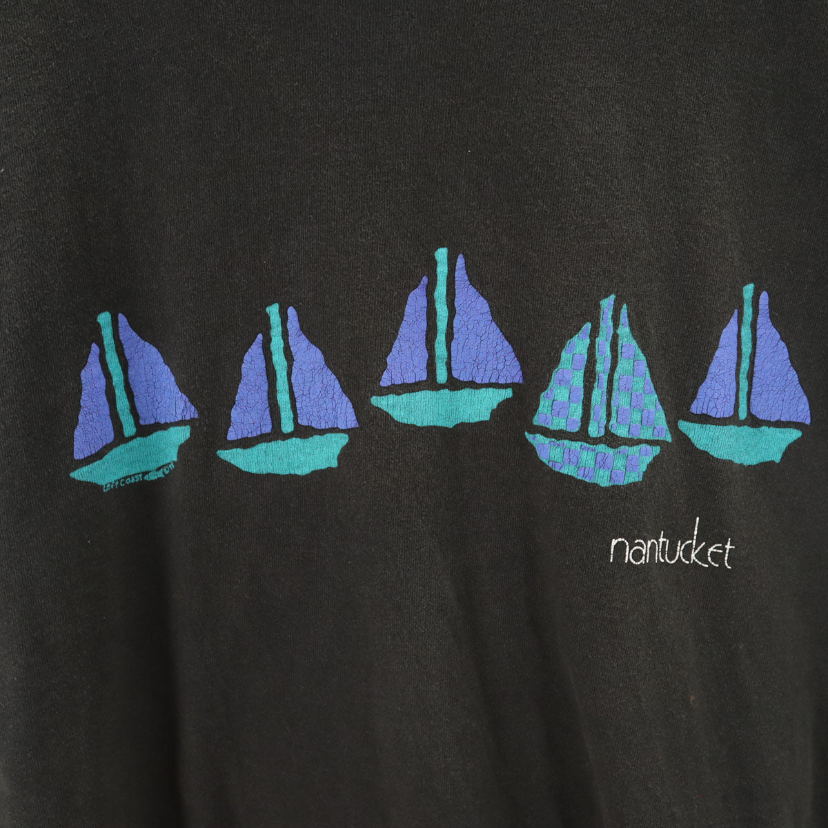 80s USA製 オールド 半袖 nantucket Tシャツ ブラック系 シングルステッチ メンズ