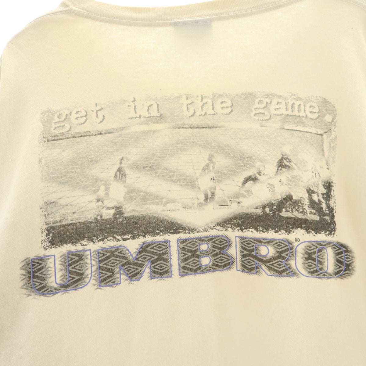 umbro アンブロ 90s USA製 オールド 半袖 Tシャツ XXL クリーム系 ビッグサイズ バックプリント メンズ