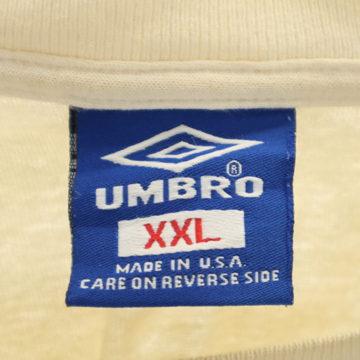 umbro アンブロ 90s USA製 オールド 半袖 Tシャツ XXL クリーム系 ビッグサイズ バックプリント メンズ