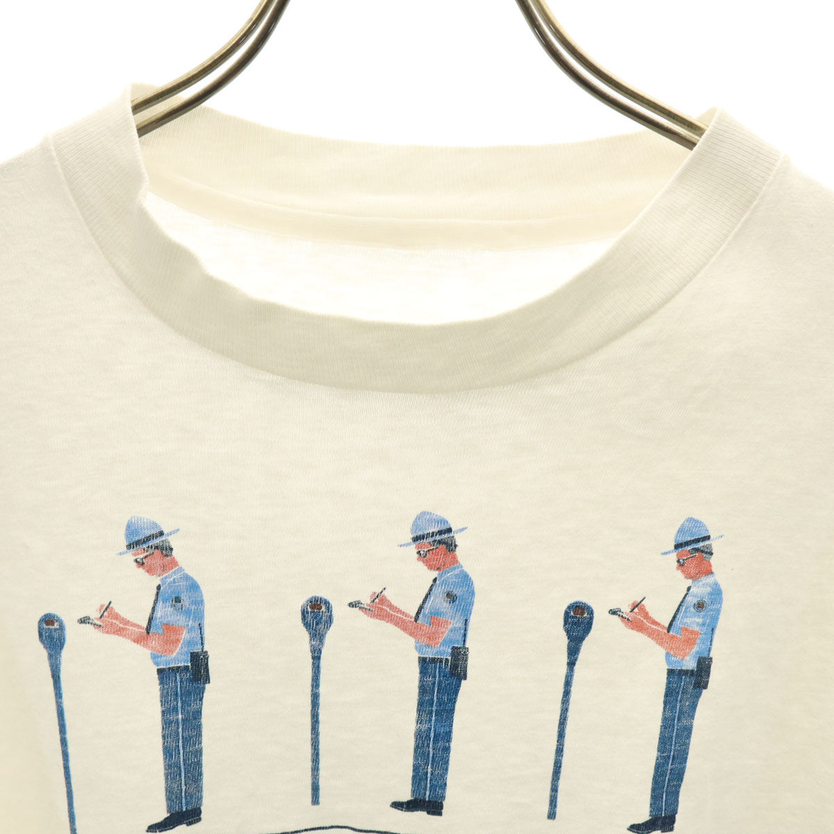 80s ヴィンテージ プリント 半袖 Tシャツ 白 シングルステッチ メンズ