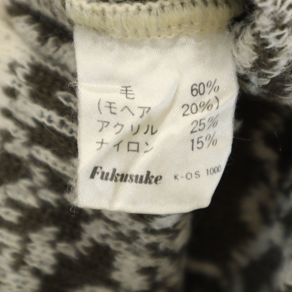 YVES SAINT LAURENT tricots イヴサンローラントリコット 80s 90s オールド ウールブレンド モヘア混 総柄 長袖 セーター M ホワイト pour homme メンズ