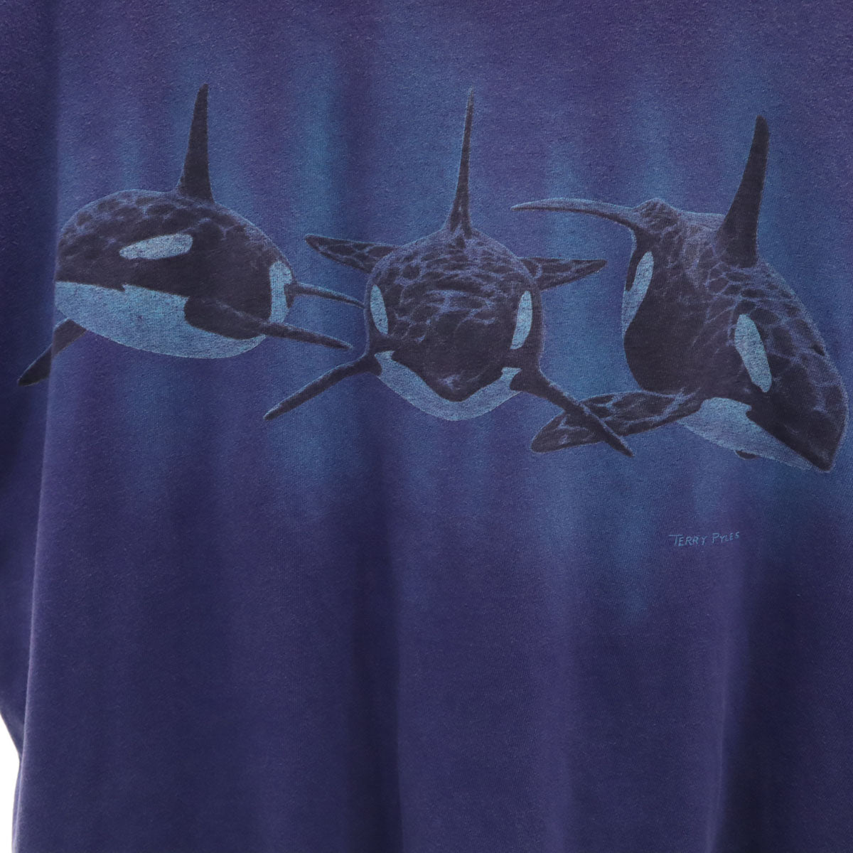 90s オールド シャチ プリント 半袖 Tシャツ パープル シングルステッチ メンズ