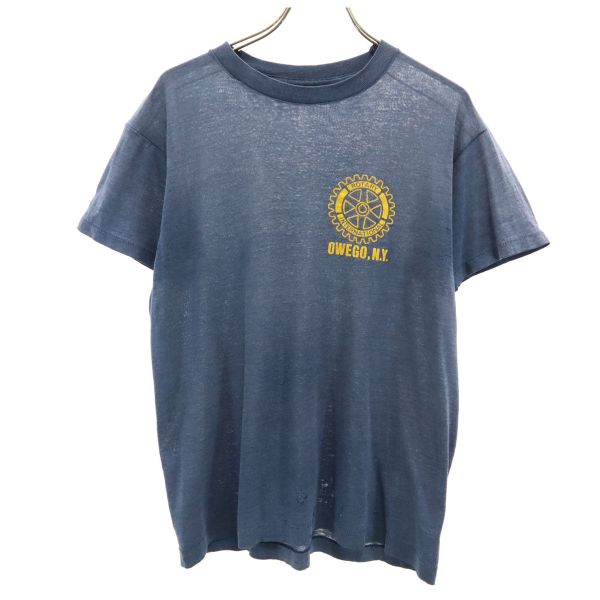 80s 90s オールド OWEGO,N.Y. 半袖 Tシャツ ネイビー シングルステッチ メンズ