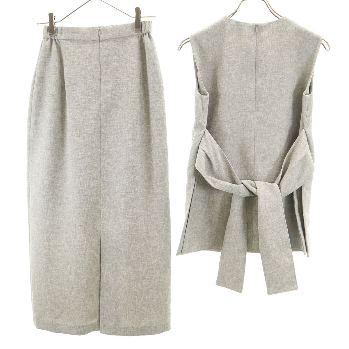 Mila Owen ミラオーウェン ノースリーブ ベルトトップ カットソー 上下 セットアップ 0 グレー レディース