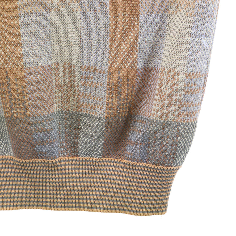 Christian Dior MONSIEUR クリスチャンディオール ムッシュ 90s オールド リネンブレンド 総柄 長袖 セーター M オレンジ メンズ