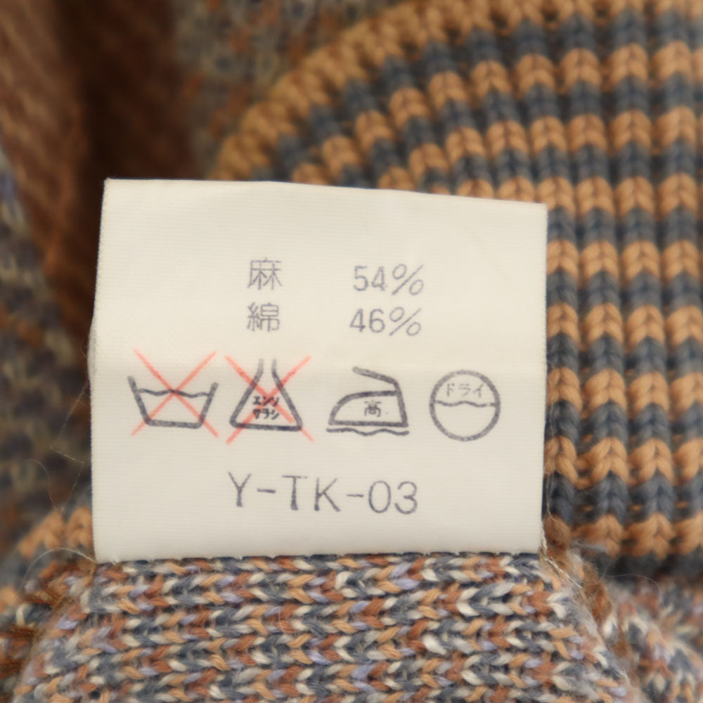 Christian Dior MONSIEUR クリスチャンディオール ムッシュ 90s オールド リネンブレンド 総柄 長袖 セーター M オレンジ メンズ