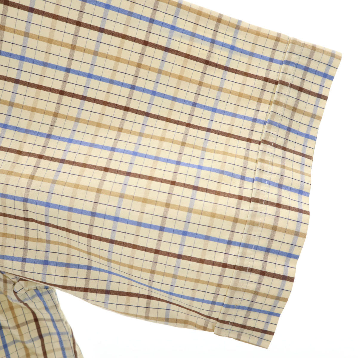 Dunhill ダンヒル チェック 半袖 ボタンダウンシャツ L イエロー系 メンズ