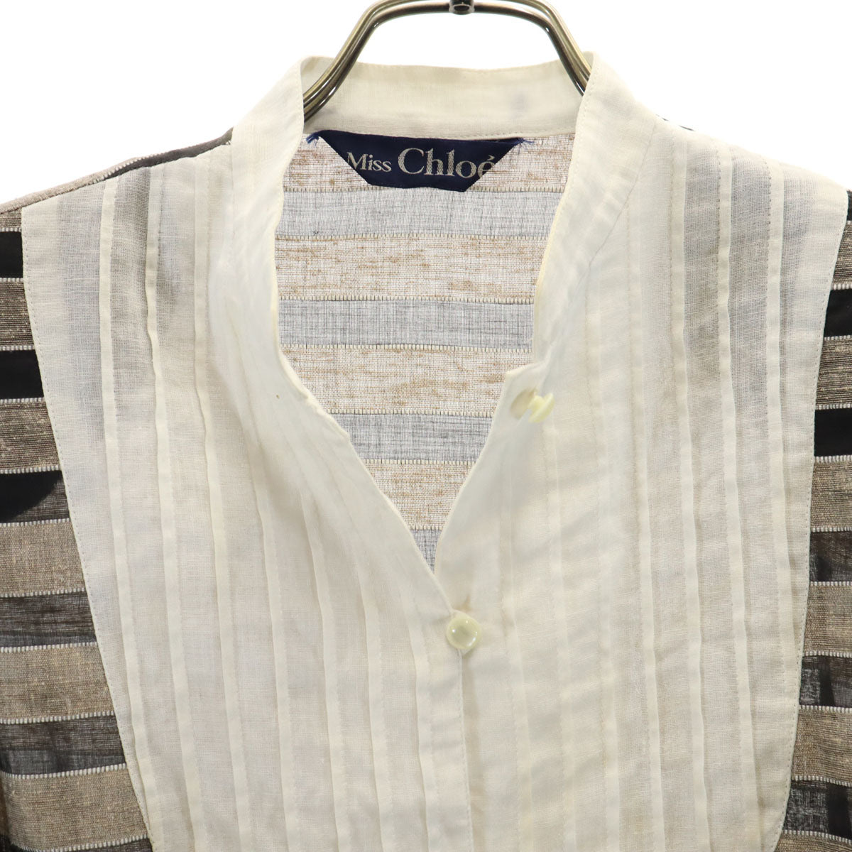 miss chloe ミスクロエ 日本製 ボーダー柄 半袖 ブラウス 40 ブラック系 レディース