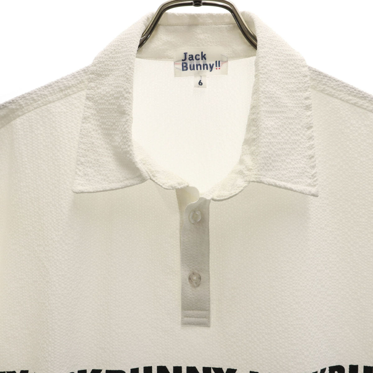 Jack Bunny!! ジャックバニー ゴルフ 半袖 シアサッカー シャツ 6 ホワイト プルオーバー メンズ