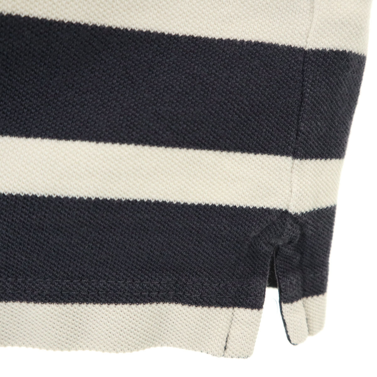 COACH コーチ ボーダー柄 半袖 ポロシャツ L チャコールネイビー C3121 メンズ