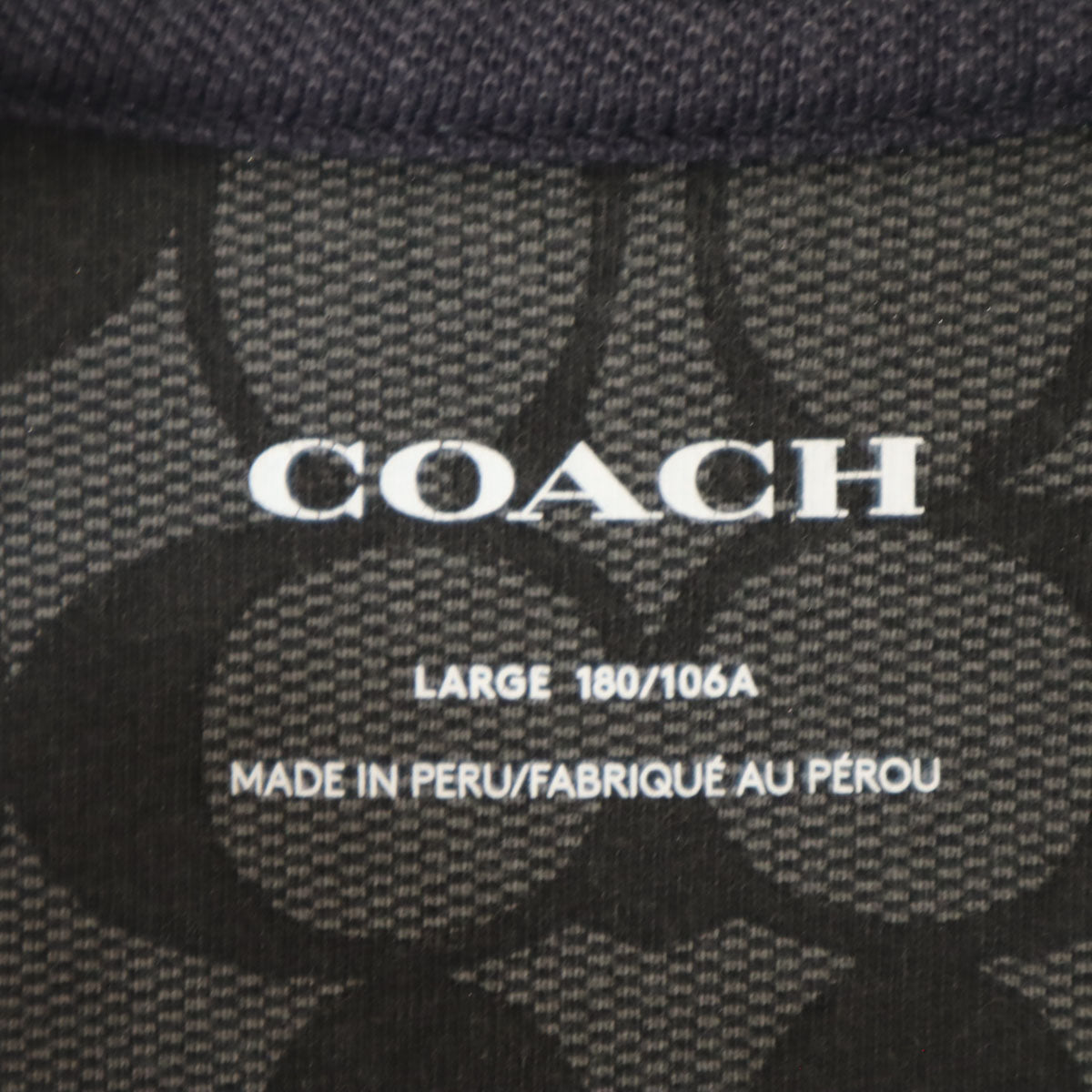 COACH コーチ ボーダー柄 半袖 ポロシャツ L チャコールネイビー C3121 メンズ