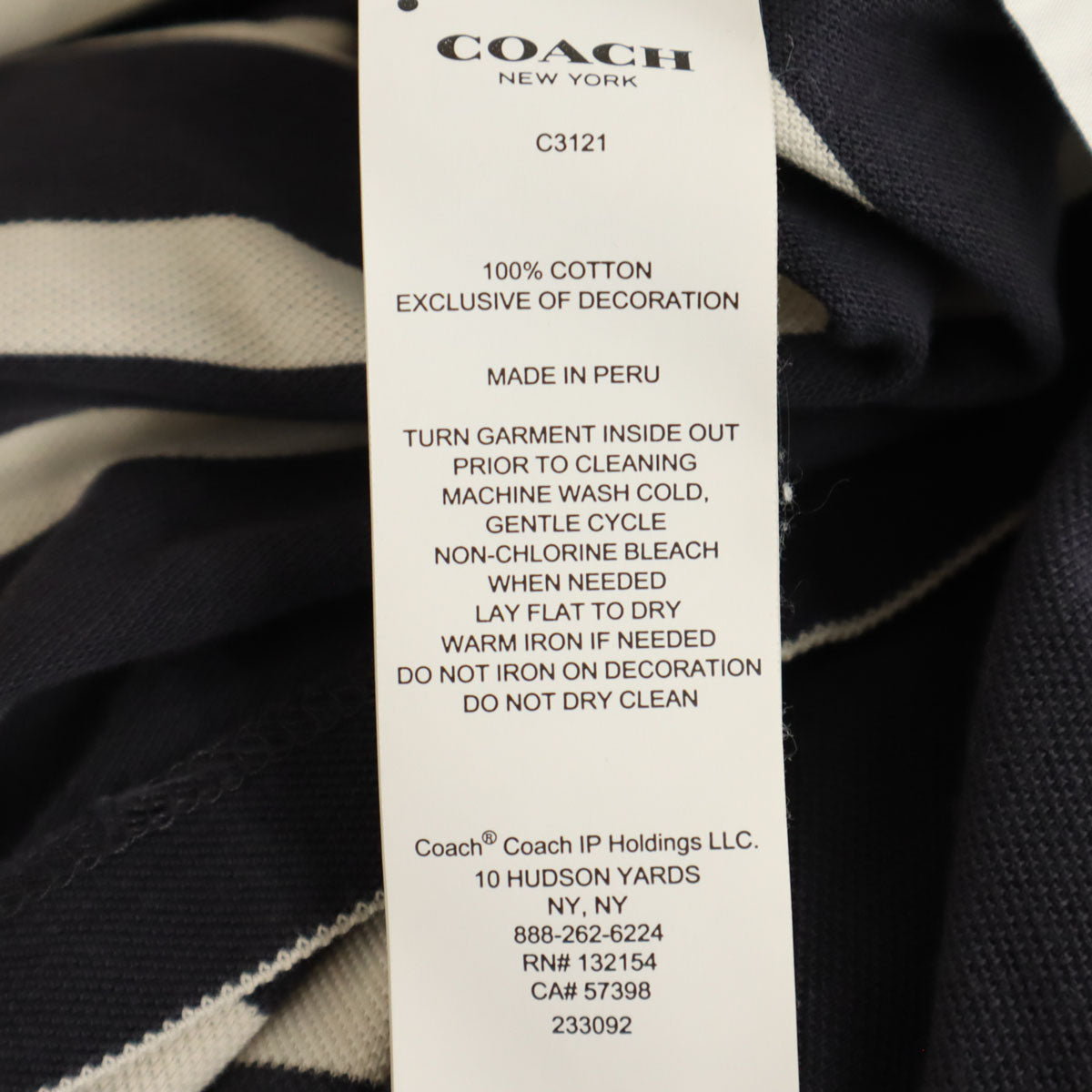 COACH コーチ ボーダー柄 半袖 ポロシャツ L チャコールネイビー C3121 メンズ