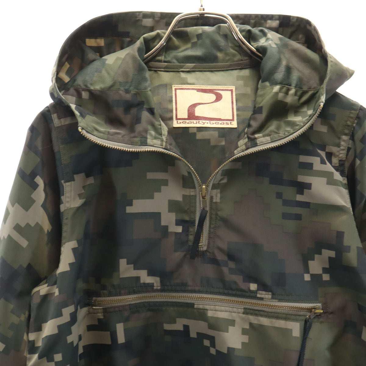 ビューティビースト 総柄 長袖 アノラックパーカー 3 カーキ メンズ