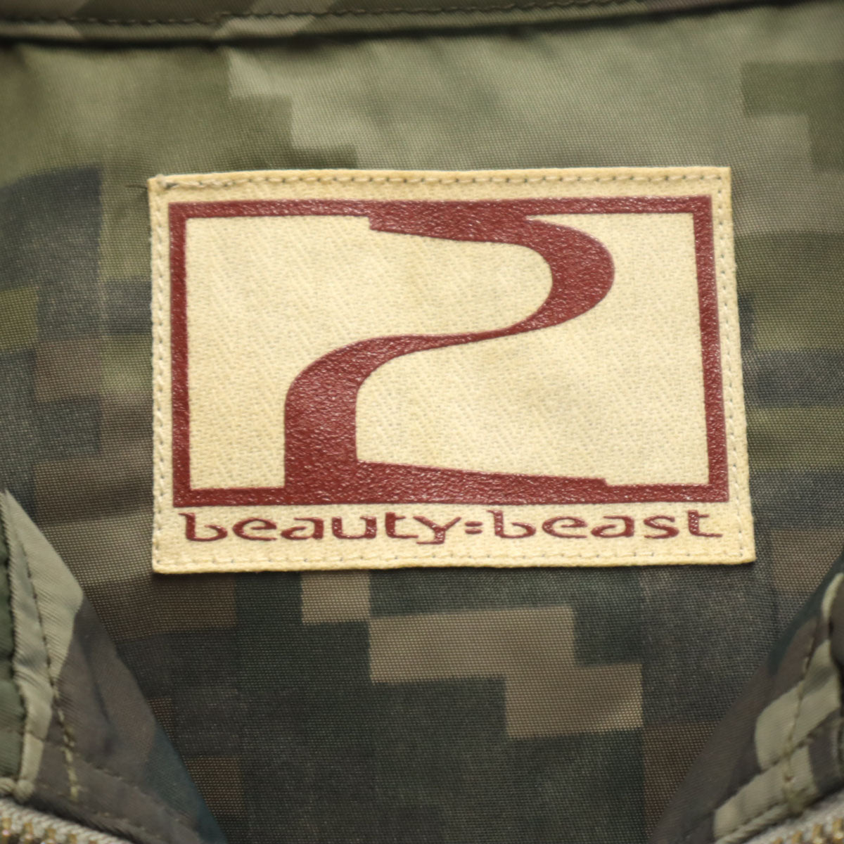 ビューティビースト 総柄 長袖 アノラックパーカー 3 カーキ メンズ