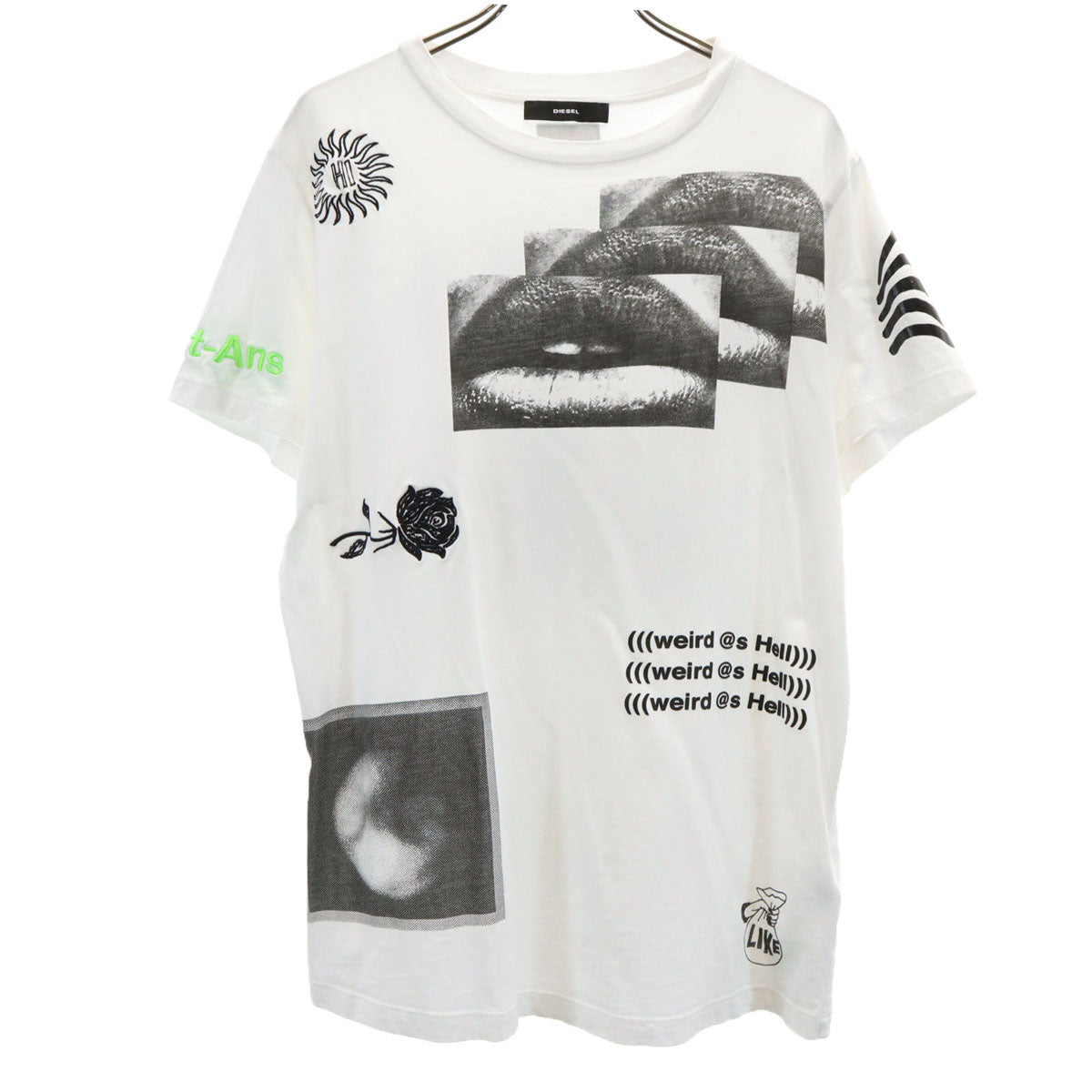 DIESEL ディーゼル リップ プリント 半袖 Tシャツ XS ホワイト T-DARIA-S1 レディース