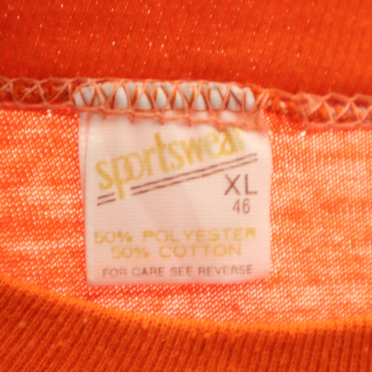 sportswear スポーツウェア 70s 80s USA製 ヴィンテージ バックプリント 半袖 Tシャツ XL オレンジ 亀 シングルステッチ メンズ