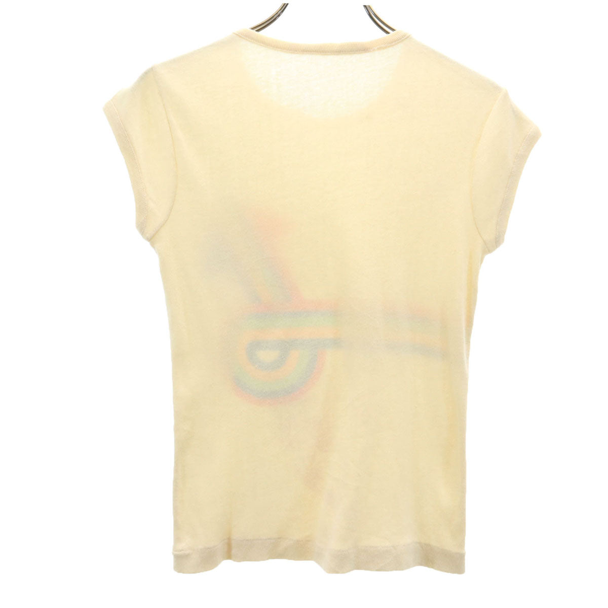 80s 90s オールド フレンチスリーブ Tシャツ L 生成り レディース