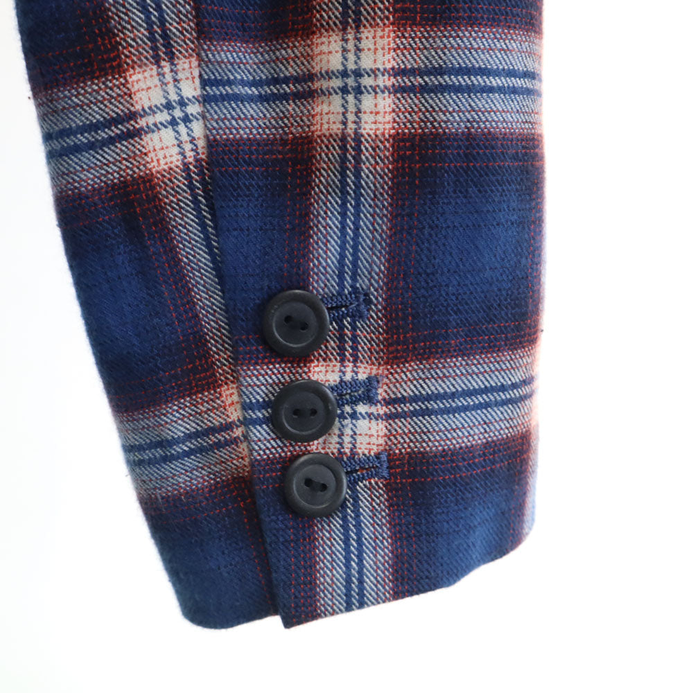 EFFECTEN エフェクテン 日本製 チェック柄 テーラードジャケット L ネイビー 他 アンコン メンズ