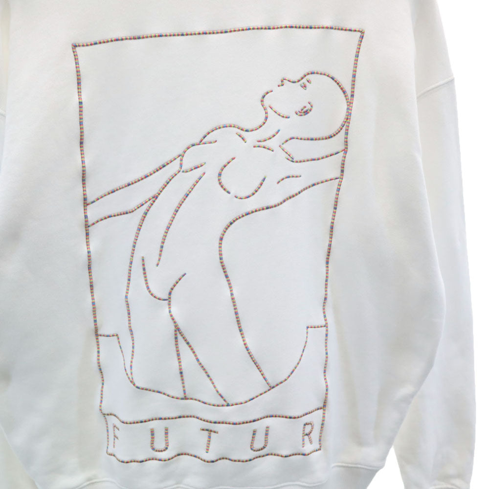 フューチャー ポルトガル製 バック刺繍 長袖 スウェット トレーナー S ホワイト メンズ