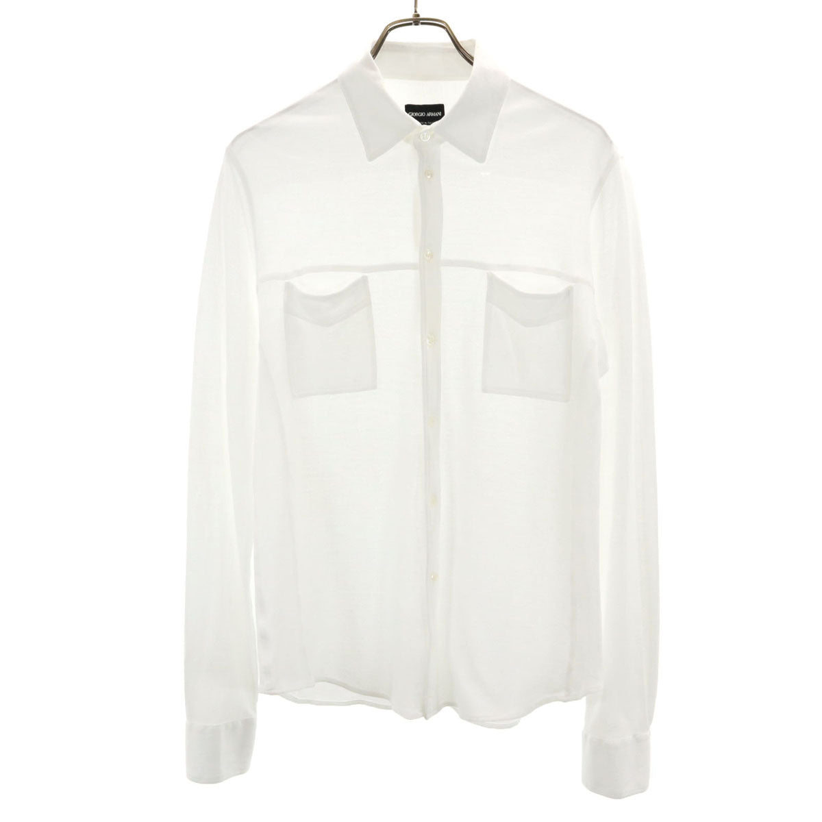 GIORGIO ARMANI ジョルジオアルマーニ イタリア製 長袖 シャツ 41/16 白 鹿の子地 メンズ